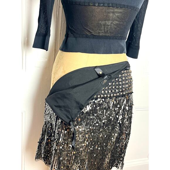 Aqua Lux Party Straight skirt with grey sequins and silver studs Glamour Festive - Picture 6 of 6